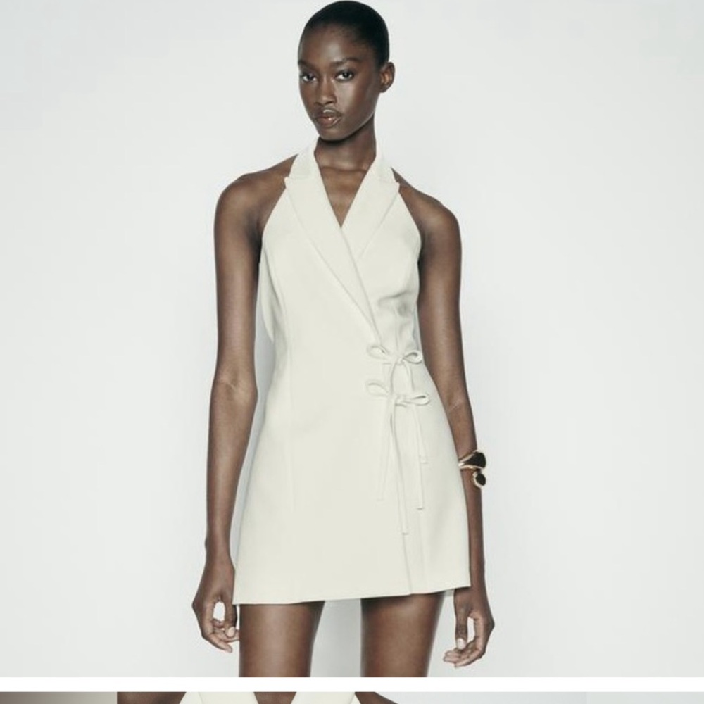 Zara White Bow Jumpsuit - Picture 6 of 12
